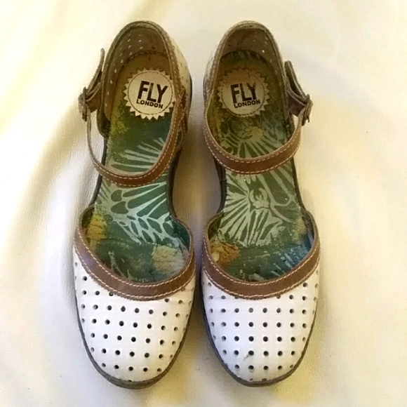 Fly London white/brown wedge Sz40 - Picture 2 of 8